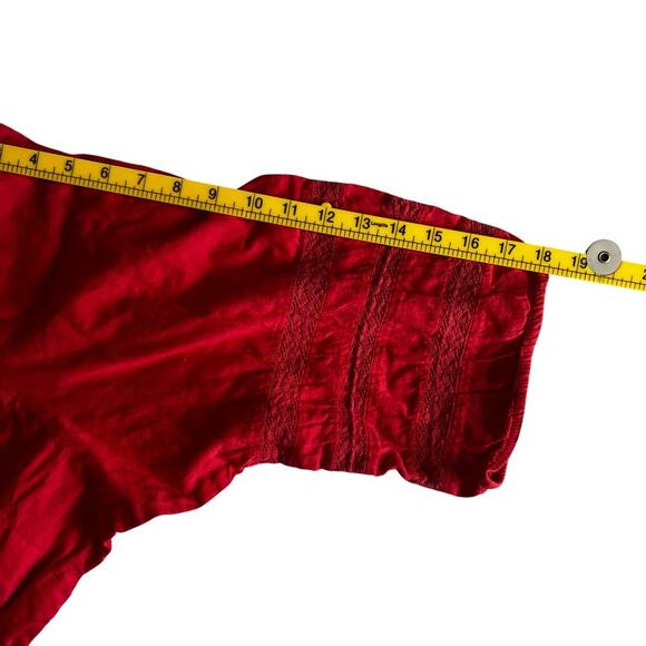 Catherines Women’s 3X Orange Red Boho Peasant Blouse Tunic Top Pintuck Lace - Picture 8 of 8